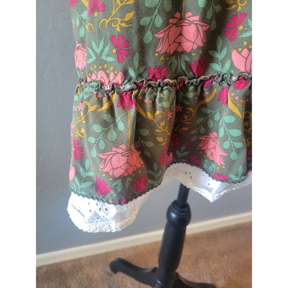 Matilda Jane Breaking New Ground dress with a green floral print and lace trim L - Picture 5 of 12